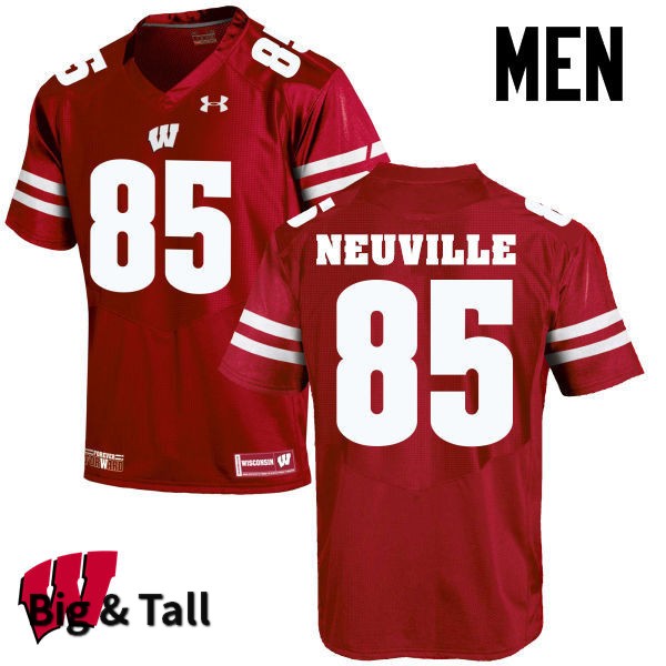 Wisconsin Badgers Men's #85 Zander Neuville NCAA Under Armour Authentic Red Big & Tall College Stitched Football Jersey HP40P03SV